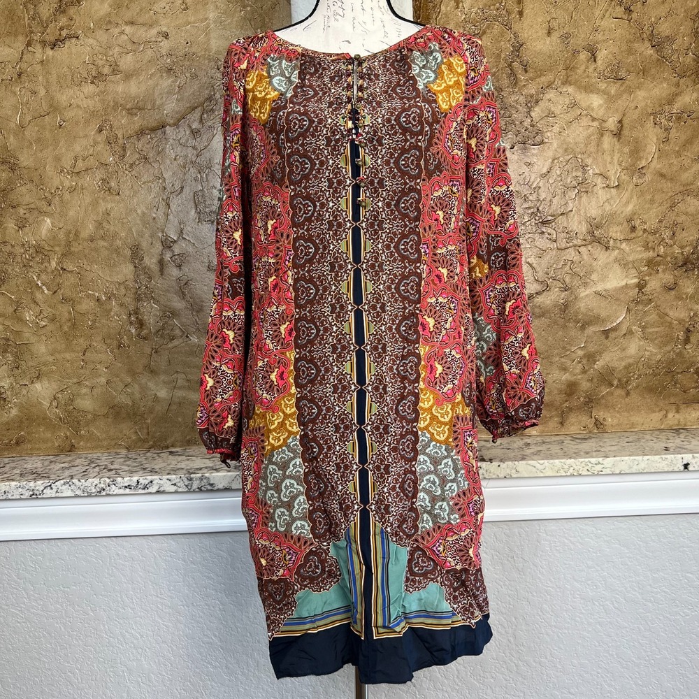 Robert Graham Silk Sheath Tunic Dress‎ Women Paisley Hippie Multicolor One Size